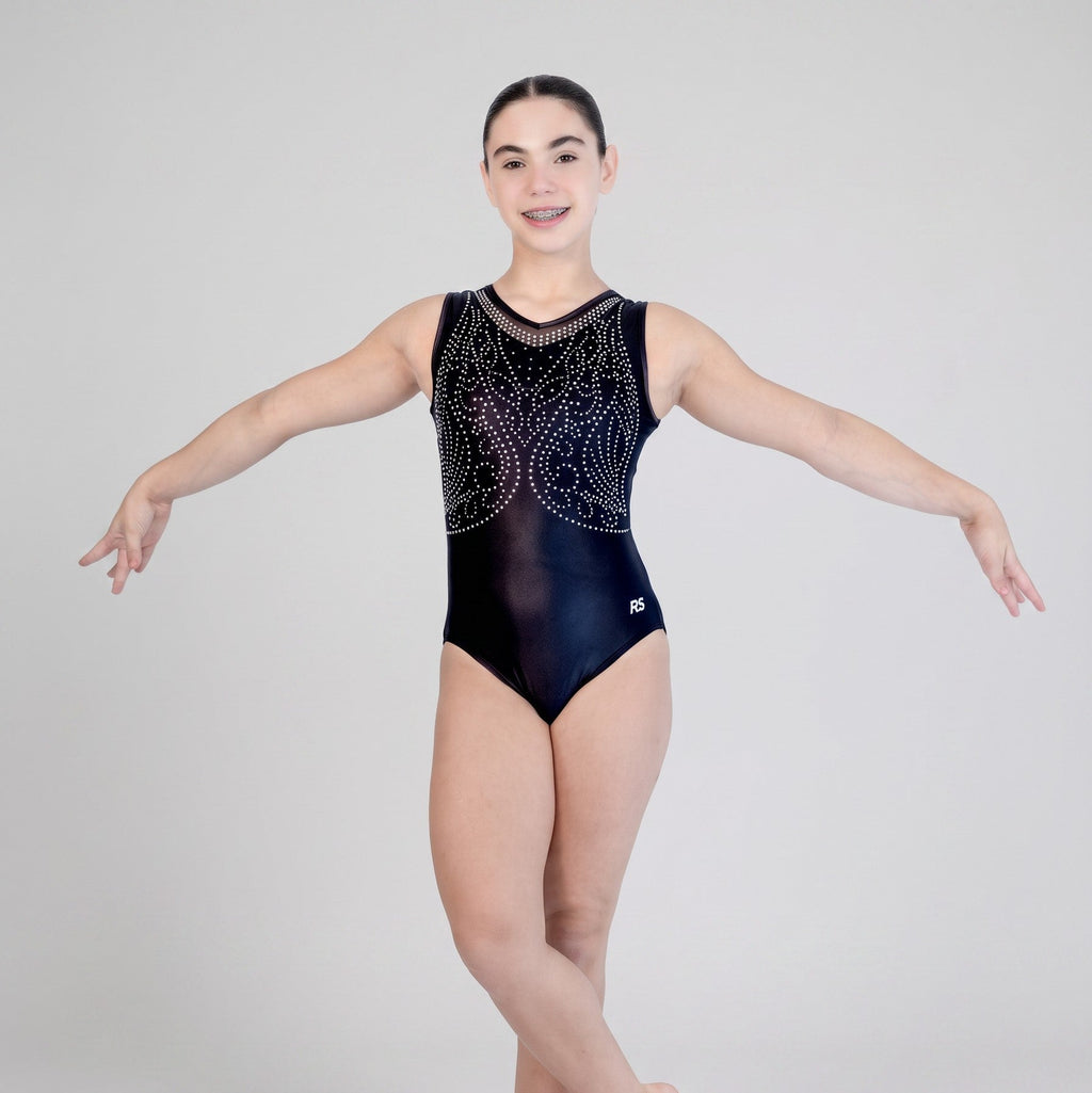 Cascade Black Sleeveless Leotard