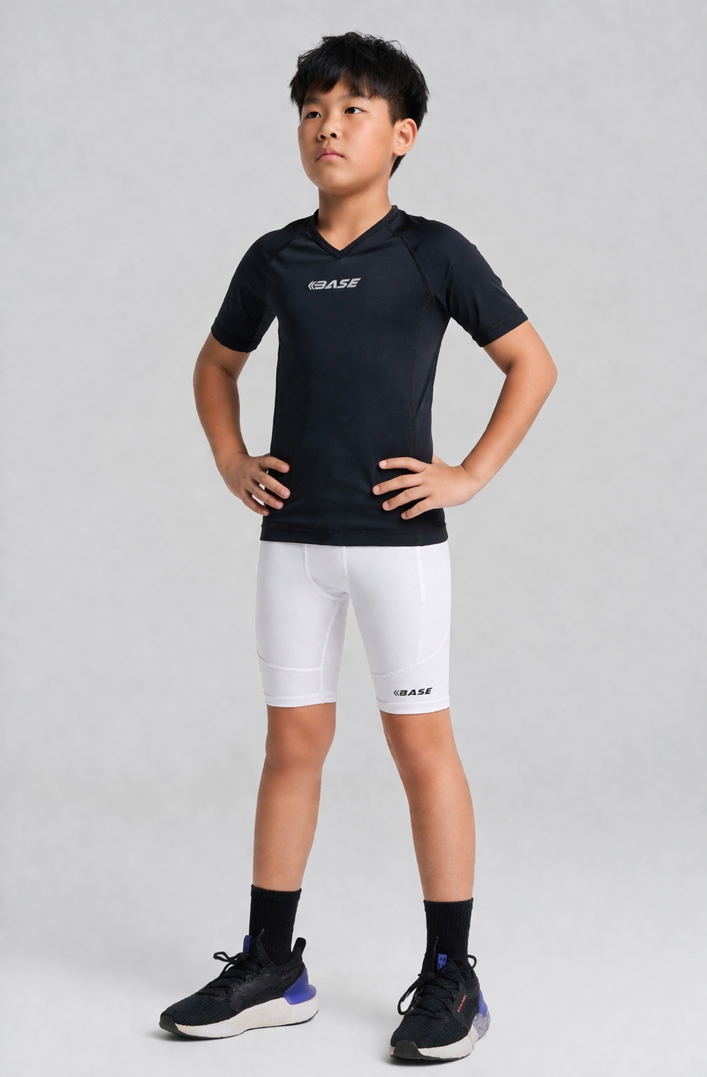 BASE Youth Short Sleeve Compression Tee - Black