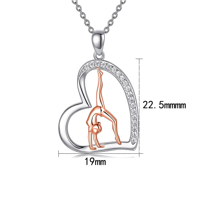 Gymnastics Necklace - Heart with Rhinestones