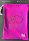 RS Gymwear Australia. Peace, Love Gym Grip Bag. Magenta Holo Peace, Love, Gym.