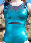 RS Gymwear Australia. Summa Turquoise sleeveless leotard.