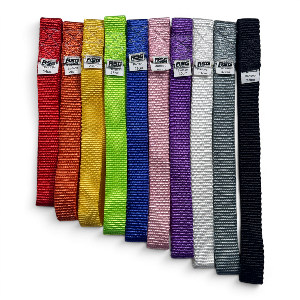 Set of colorful RSG Bar Loops in various sizes and colors on a white background