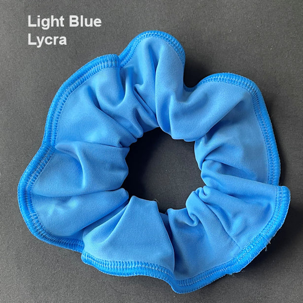 Scrunchies Australia. RS Gymwear Australia. Light Blue Lycra scrunchie