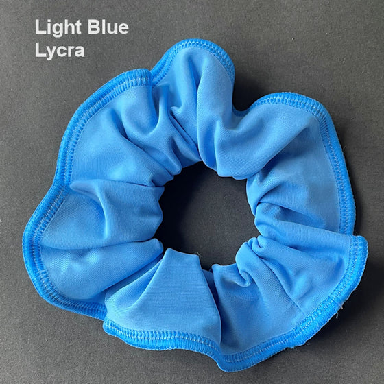 Scrunchies Australia. RS Gymwear Australia. Light Blue Lycra scrunchie