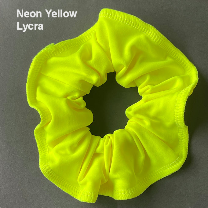 Scrunchies Australia. RS Gymwear Australia. Neon Yellow Lycra Scrunchie