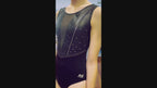 RSG-657 Sienna Classic sleeveless leotard. RS Gymwear Australia. Black dancing leotard. Slow motion video to see sparkle. 