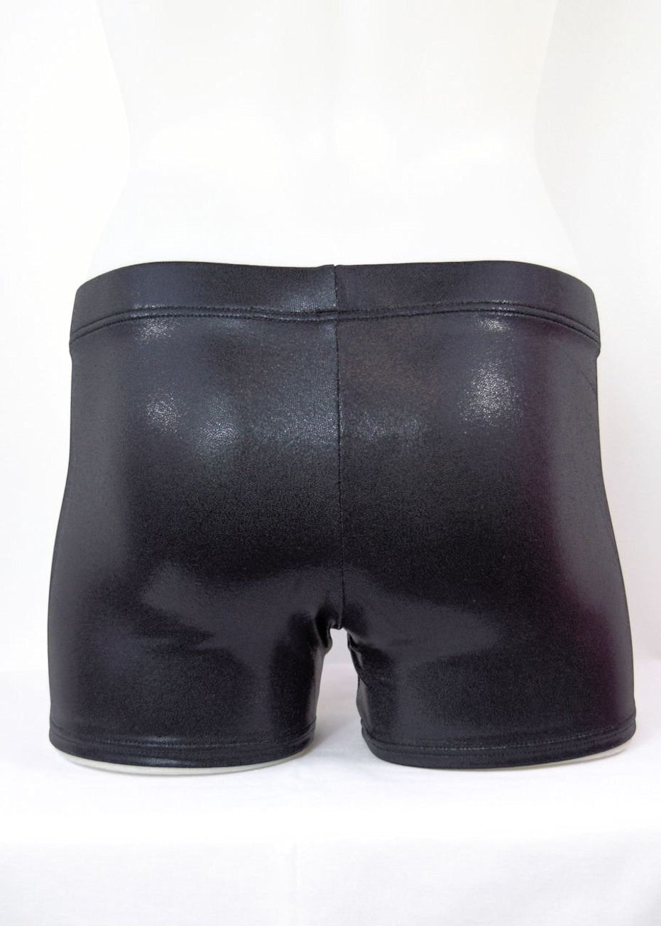 RS Gymwear Australia. Black Mystique shorts. Gymnast shorts. Dance shorts.