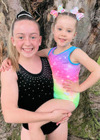 RS Gymwear Australia. Addie leotard. Rainbow Lycra leotard. RSG-606. Rainbow dance leotard. Mackenzie leotard.