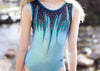 RSG-636 Blaze Incandescence sleeveless leotard. RS Gymwear Australia. Blue Pearl Rainbow leotard.