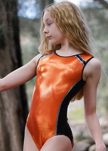  RSG-640 Zoe Orange Burst. RS Gymwear Australia. Orange Leotard. 
