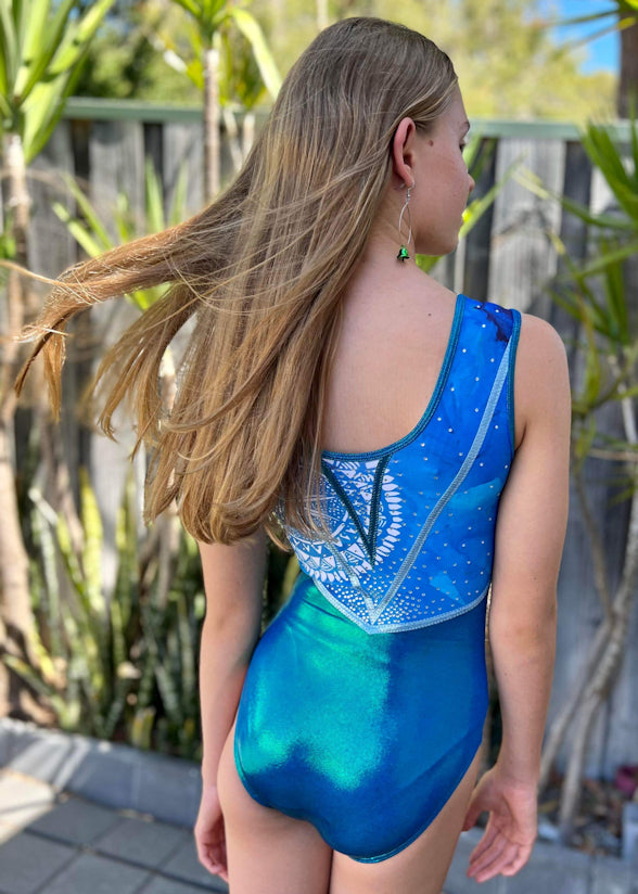 RSG-647 Alila Treasure sleeveless leotard. RS Gymwear Australia. Mandala Leotard. 