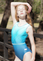 RSG-650 Chloe Tsuk sleeveless leotard. RS Gymwear Australia. Mint ombre
