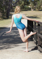 RSG-650 Chloe Tsuk sleeveless leotard. RS Gymwear Australia. Mint ombre