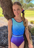 RSG-652 Piper Twilight sleeveless leotard. RS Gymwear Australia. Ombre leotard.