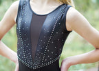 RSG-657 Sienna Classic sleeveless leotard. RS Gymwear Australia. Black dancing leotard.