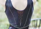 RSG-657 Sienna Classic sleeveless leotard. RS Gymwear Australia. Black dancing leotard.