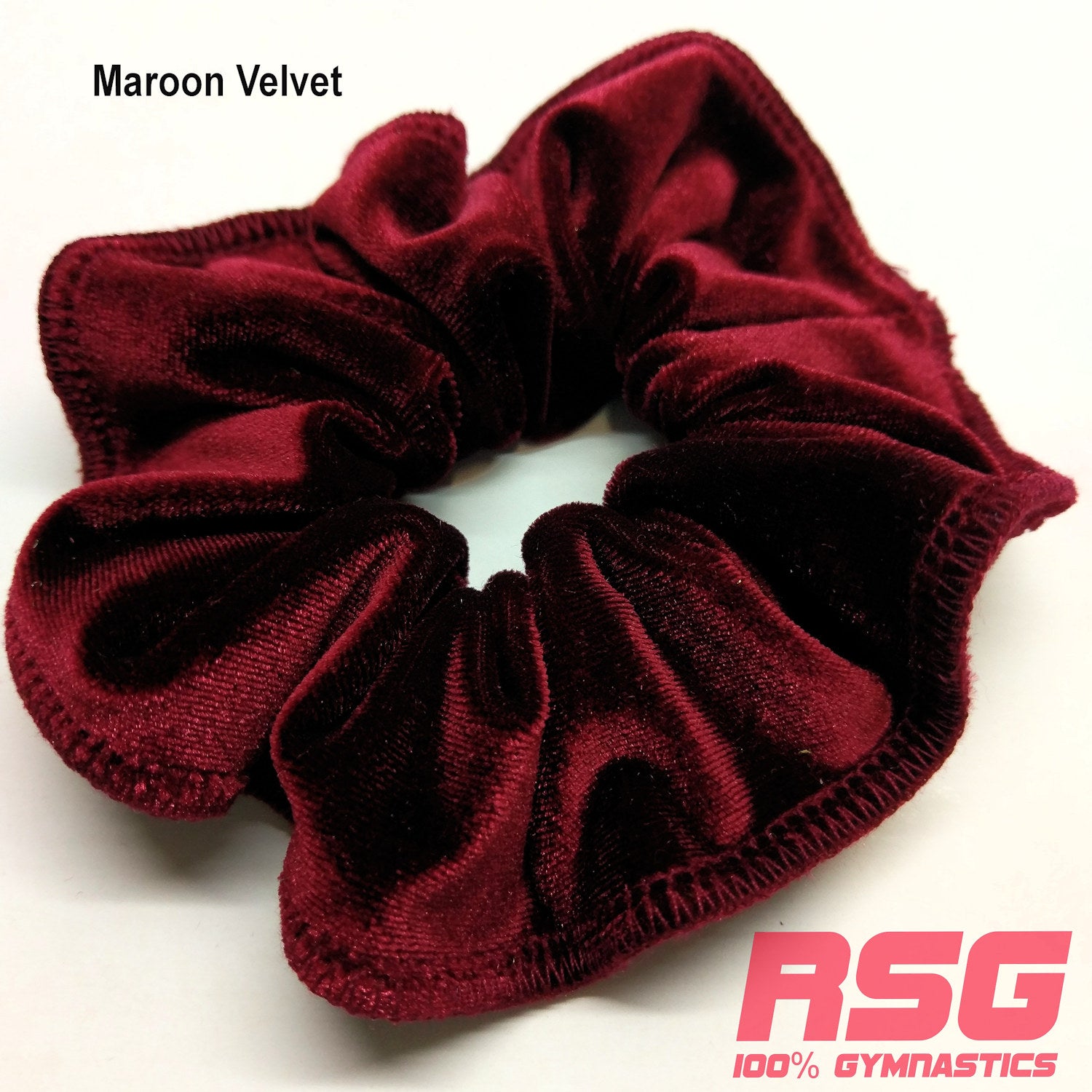 Scrunchies Australia. RS Gymwear Australia. Maroon Velvet scrunchie