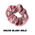 Scrunchies Australia. RS Gymwear Australia. Mauve Blush Gold scrunchie