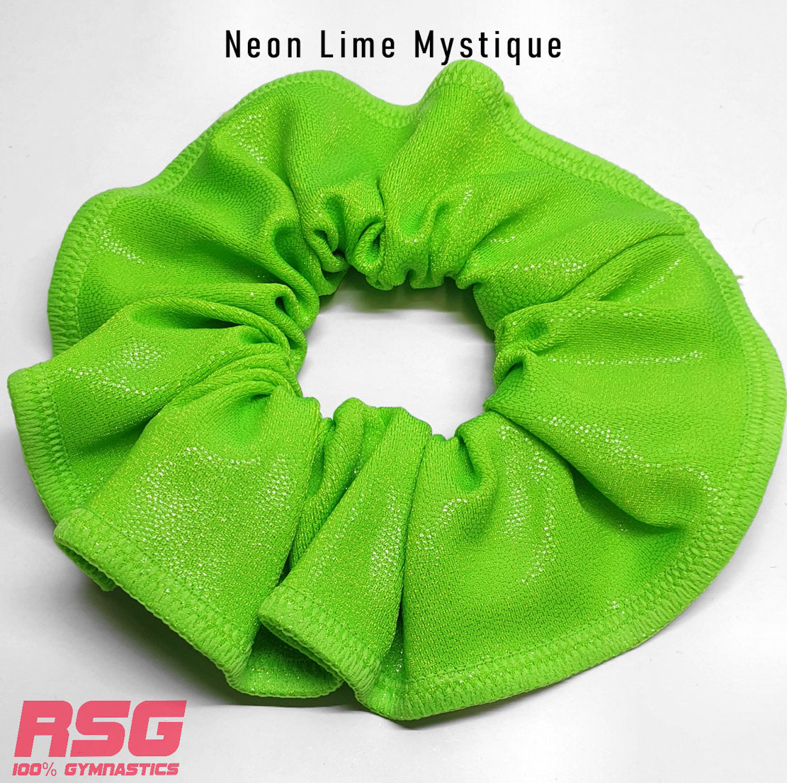 Scrunchies Australia. RS Gymwear Australia. Neon Lime Mystique scrunchie