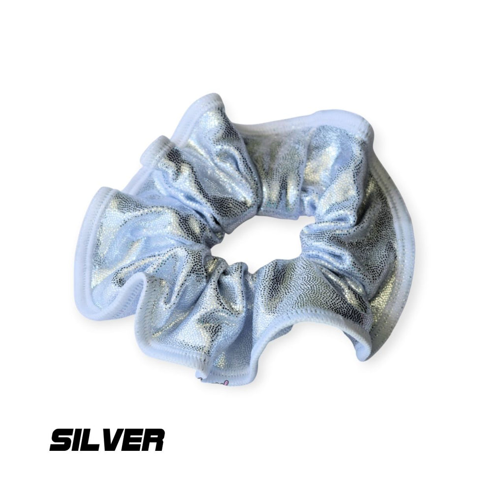 Scrunchies Australia. RS Gymwear Australia. Silver scrunchie
