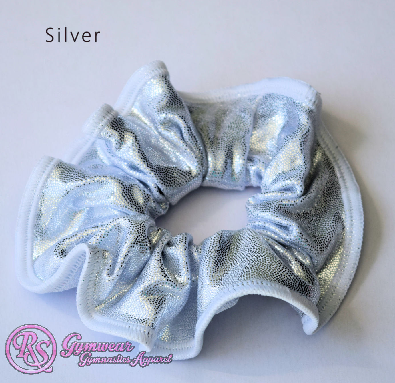 Scrunchies Australia. RS Gymwear Australia. Silver scrunchie