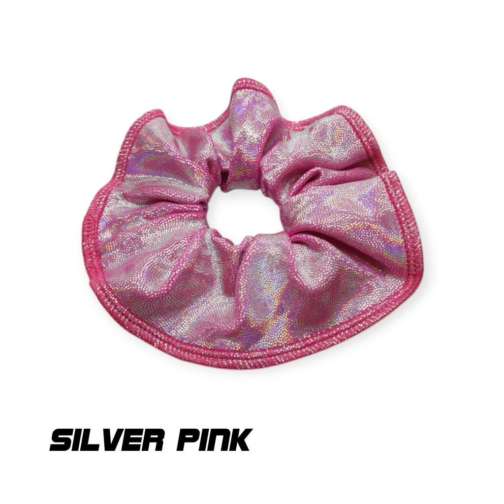 Scrunchies Australia. RS Gymwear Australia. Silver Pink scrunchie