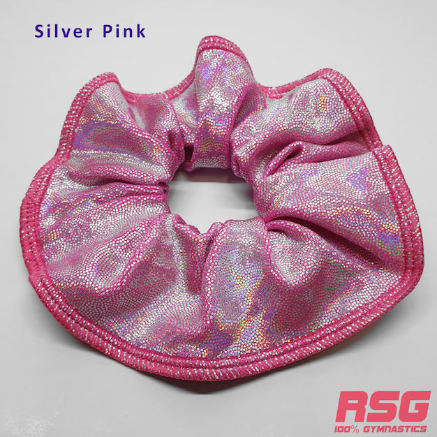 Scrunchies Australia. RS Gymwear Australia. Silver Pink scrunchie