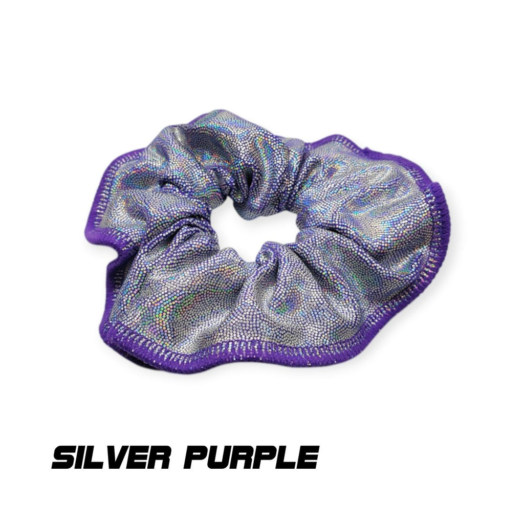 Scrunchies Australia. RS Gymwear Australia. Silver Purple scrunchie