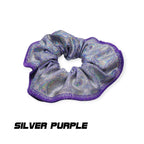 Scrunchies Australia. RS Gymwear Australia. Silver Purple scrunchie
