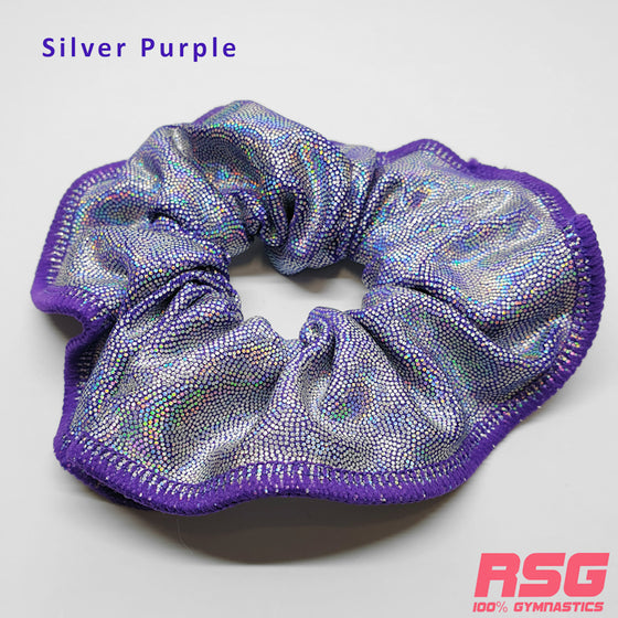 Scrunchies Australia. RS Gymwear Australia. Silver Purple scrunchie